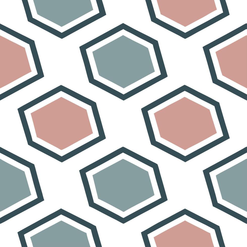 Clean Geometric retro polygon seamless tiles muted jewel tones on white background suitable for sophisticated designs concept as Creating geometric seamless tile with retro polygons in m vector