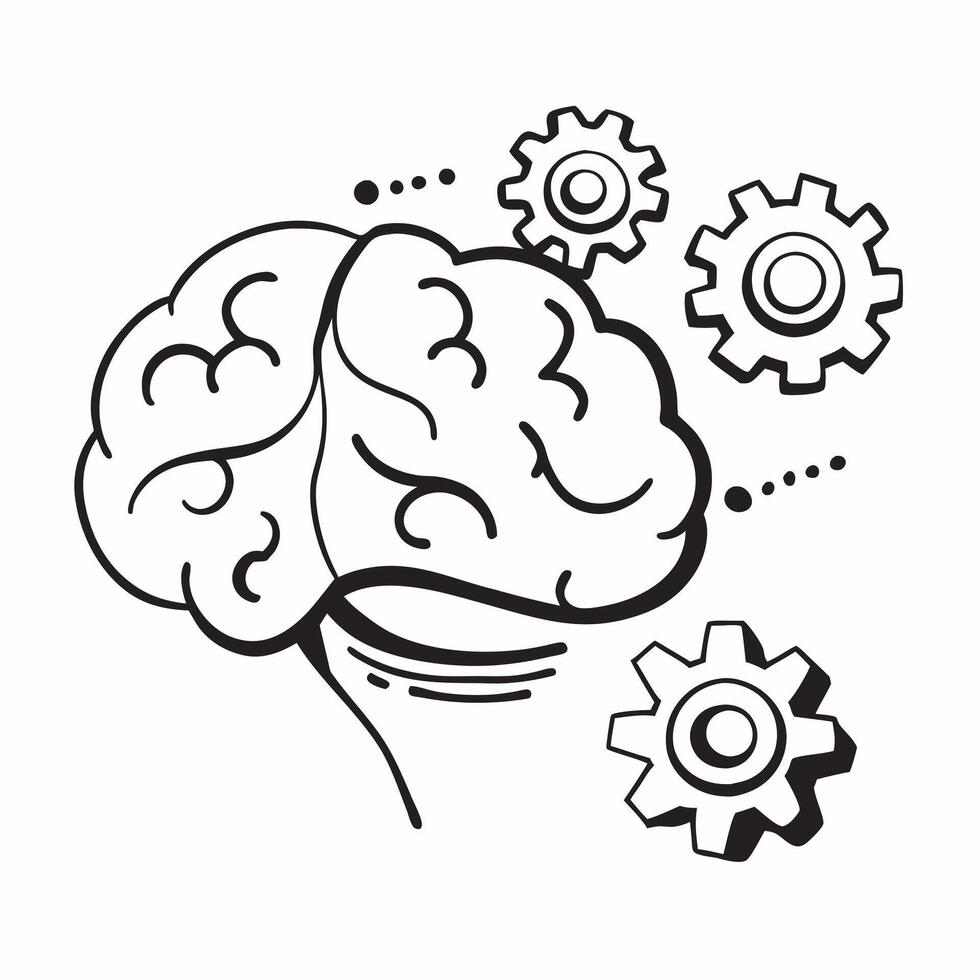 Clean Gears and Brain concept as A brain with gears and ample copy space symbolizing complex thinking and problem solving in Photo Stock Concept vector