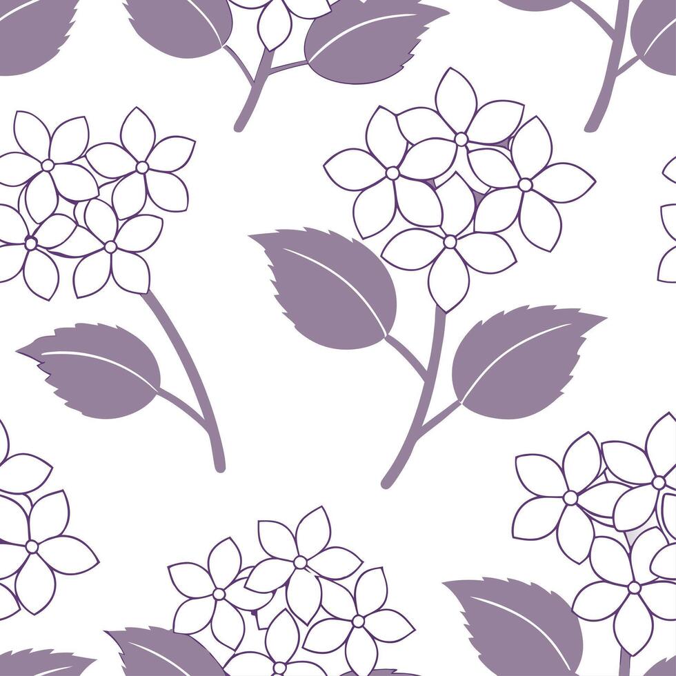 Clean Garden inspired seamless tile pattern with hydrangea flowers soft purple tones and subtle floral charm concept as Hydrangea flowers with soft purple hues and gentle petals create a vector