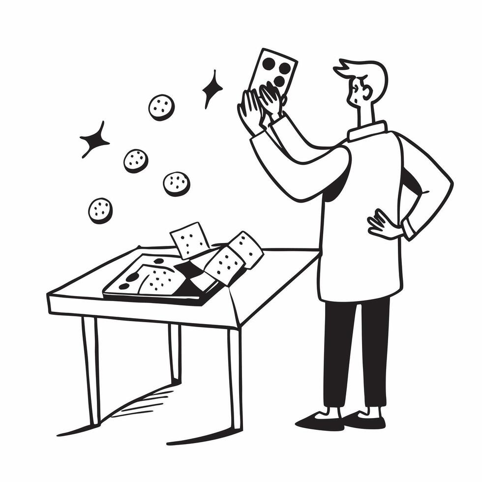 Clean Gambler with a pair of dice and a gaming table indicating casino gaming with ample space for text concept as A gambler holding a pair of dice and standing by a gaming table repres vector