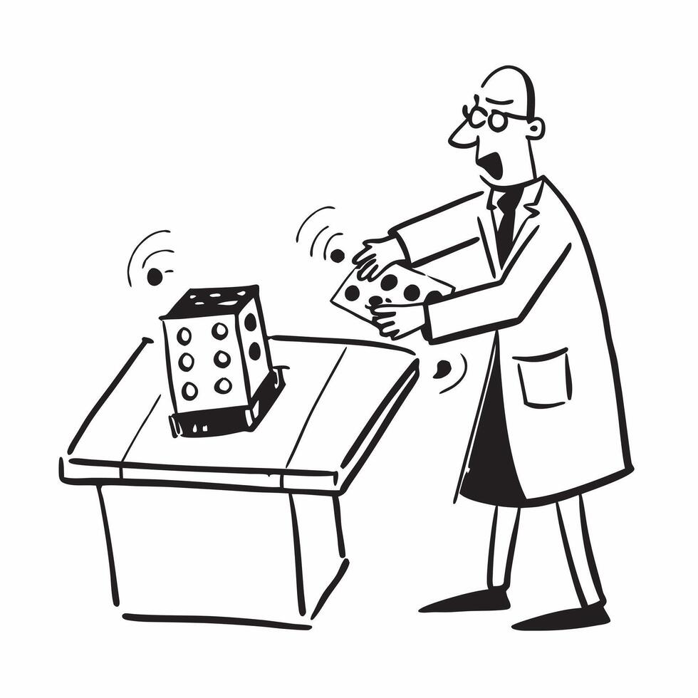 Clean Gambler with a dice cup and a gaming table indicating dice rolling with ample space for text concept as A gambler holding a dice cup and standing by a gaming table representing di vector