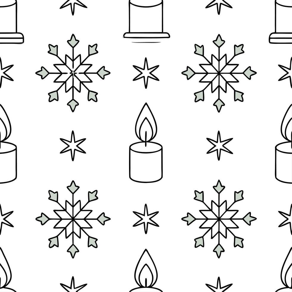Clean Frosty snowflake and snow globe seamless tile pattern with magical winter elements concept as Magical snow globes paired with frosty snowflakes create a seamless tile pattern with vector