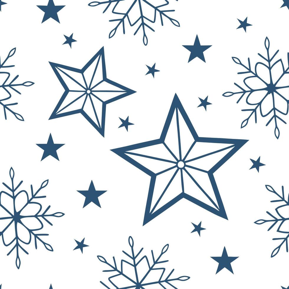 Clean Frosty snowflake and holiday star seamless tile pattern with glowing winter accents concept as Glowing winter stars paired with snowflakes create a frosty seamless tile pattern wit vector