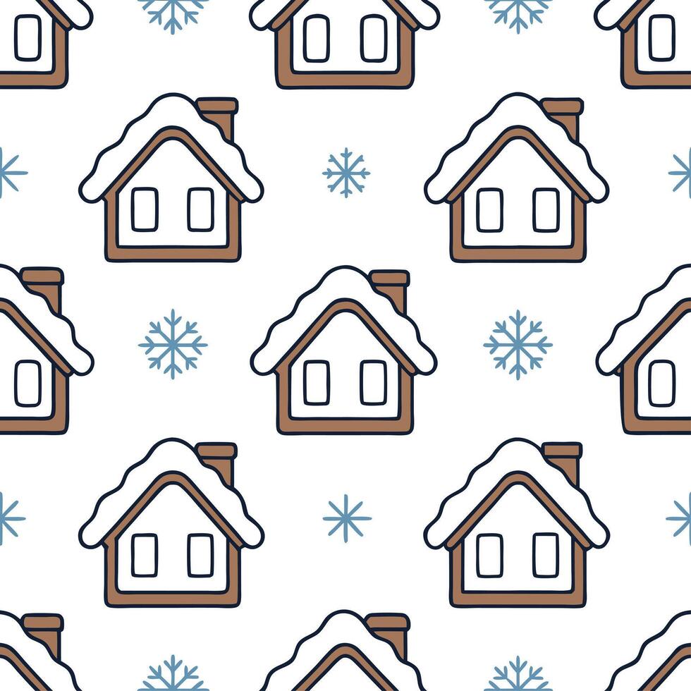 Clean Frosty snow covered rooftops seamless tile pattern with winter village elements concept as Snow covered rooftops and winter village elements create a frosty seamless tile pattern p vector