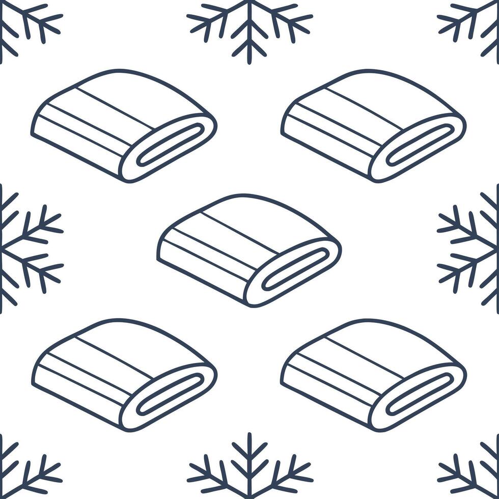 Clean Frosty snowflake and cozy blanket seamless tile pattern with warm winter textures concept as Cozy blankets paired with frosty snowflakes create a seamless tile pattern with warm wi vector