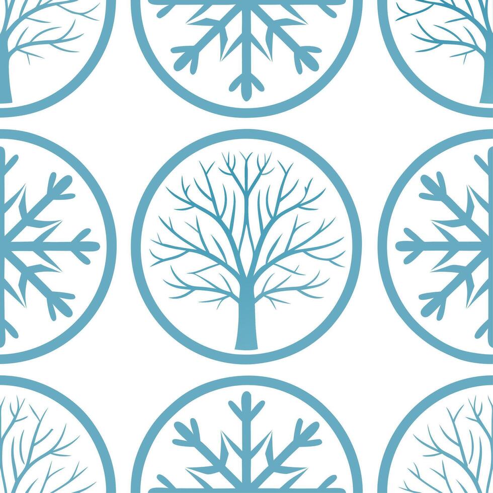 Clean Frosty snowflake and deer silhouette seamless tile pattern with winter forest theme concept as Snowflakes paired with deer silhouettes create a frosty seamless tile pattern with a vector
