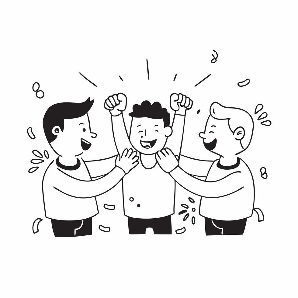Clean Friends Holding Confetti and Smiling concept as Friends holding confetti with smiling faces and ample copy space representing the festive and joyful celebrations in friendship in vector
