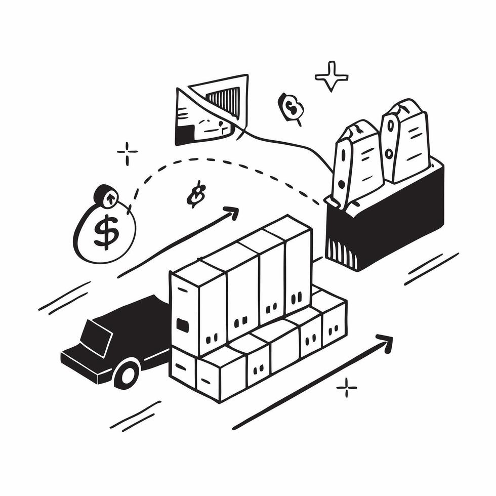 Clean Freight yard and a cost efficiency table symbolizing logistics efficiency in double exposure with copy space concept as A freight yard blended with a cost efficiency table represe vector