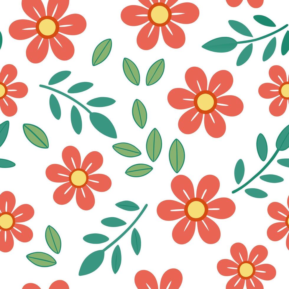 Clean Fresh spring blooms seamless tile pattern with vivid flower designs for vibrant spaces concept as Bold spring flower patterns in bright vivid colors designed in a seamless tile for vector