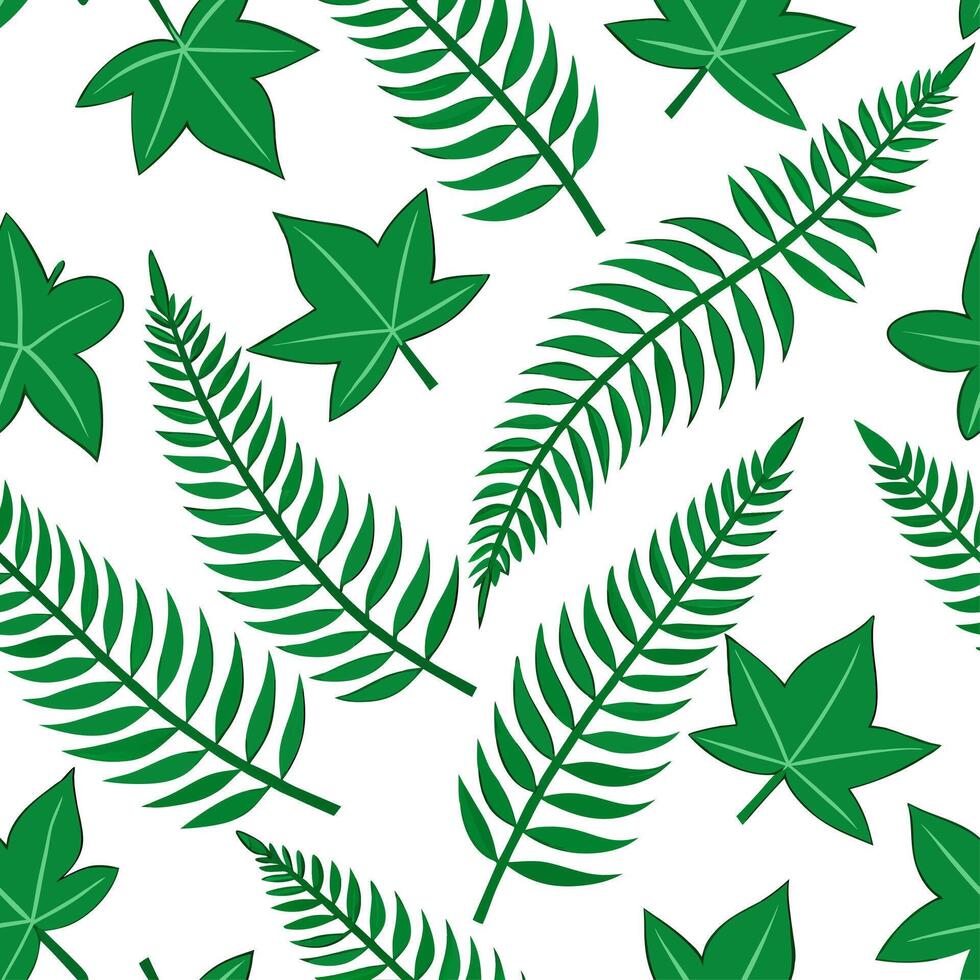 Clean Fresh summer leaves seamless pattern with ivy and ferns for natural green themed interiors concept as Ivy and ferns arranged seamlessly to bring a natural green feel into summer th vector