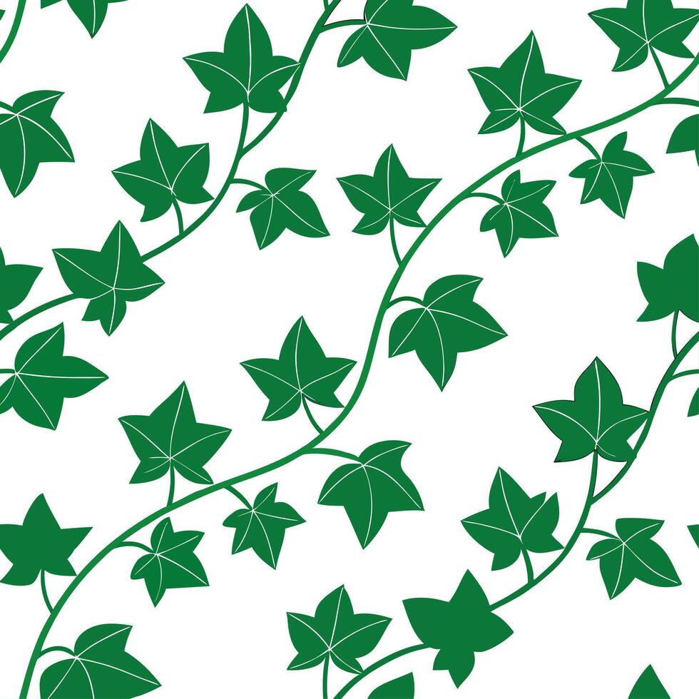 Clean Fresh green ivy seamless tile pattern with tendrils wrapping around creating a sense of growth and vitality concept as Fresh green ivy tendrils wrap around in a seamless tile patte vector