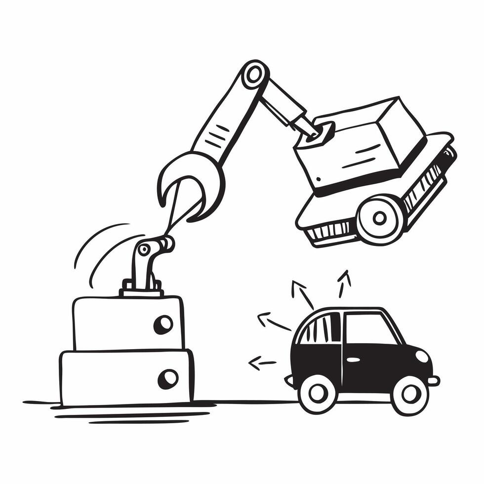 Clean Forklift and a robotic arm symbolizing warehouse automation in double exposure with copy space concept as A forklift blended with a robotic arm representing warehouse automation a vector