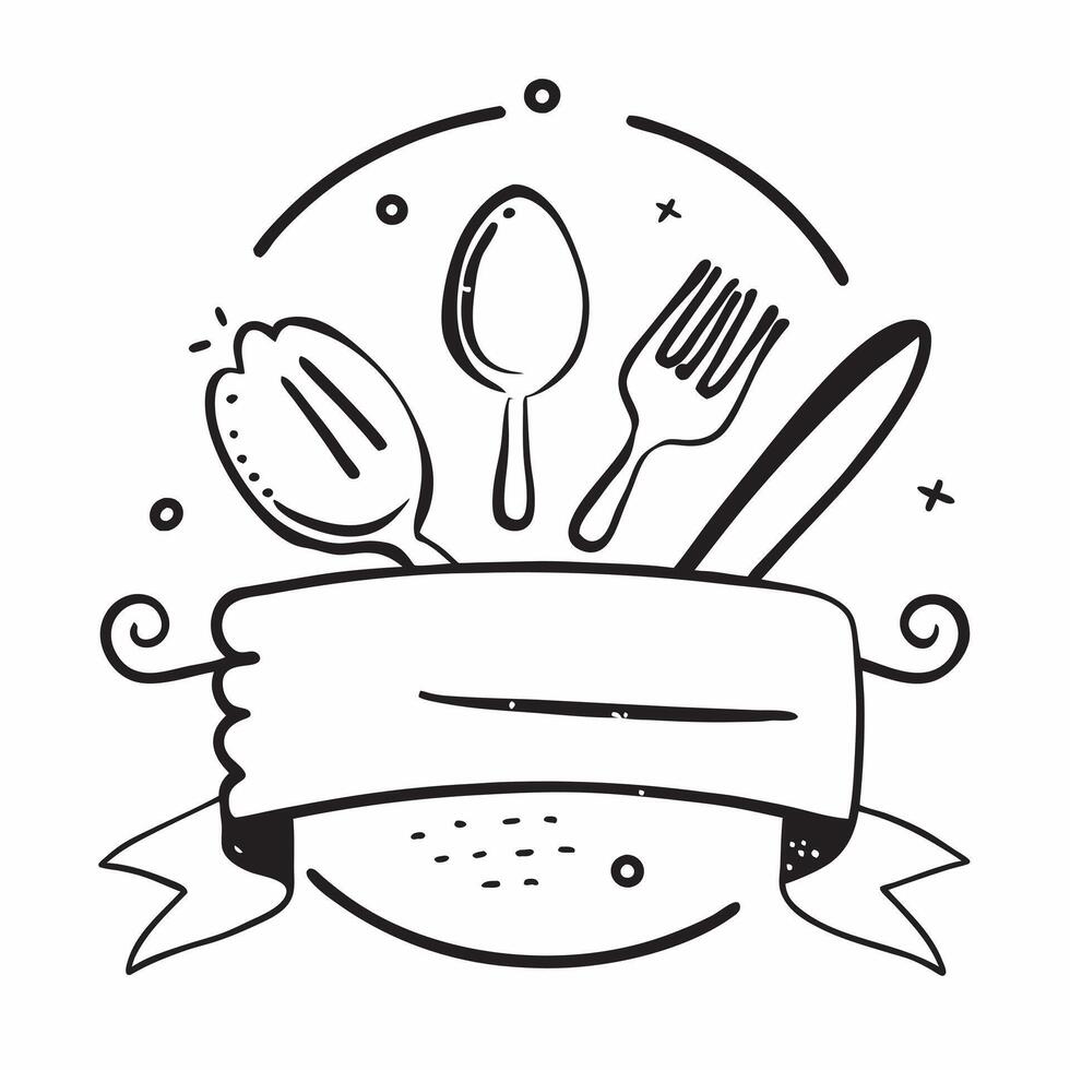 Clean Fork and spoon illustration with space for text and graphics concept as An illustrative fork and spoon design featuring ample space for both text and graphics perfect for illustrat vector