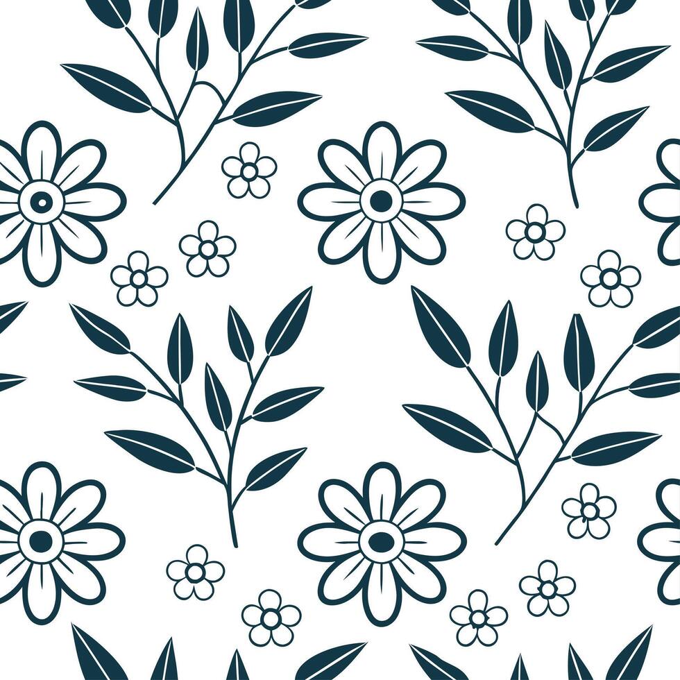 Clean Floral vintage embroidery seamless tile pattern botanical elements isolated white background perfect for garden themes concept as Creating seamless tile pattern with floral vintage Set 2 vector