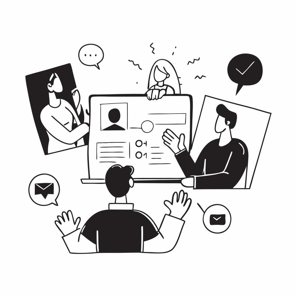 Clean Flat design as Team discussing project milestones in a meeting room concept as A illustration of a team discussing project milestones in a meeting room utilizing a 3 color p vector