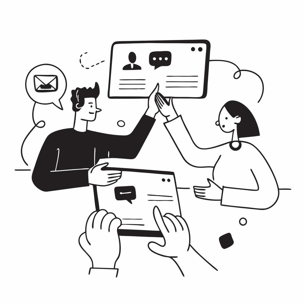 Clean Flat design as Sales team collaborating in a virtual meeting concept as A illustration of a sales team collaborating in a virtual meeting using conferencing tools with vector