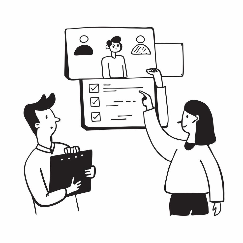 Clean Flat design as Project team presenting their findings in a business meeting concept as A illustration of a project team presenting their findings in a business meeting featu vector