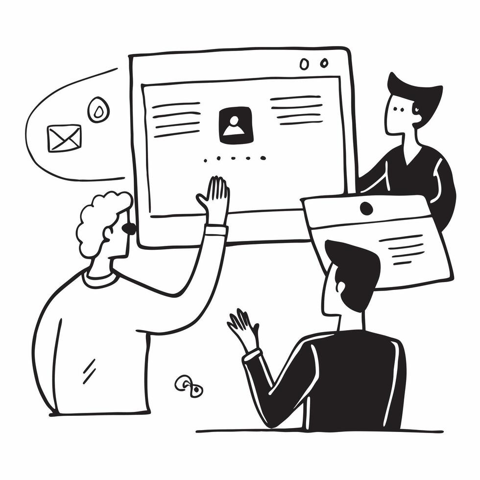 Clean Flat design as Project manager leading a hybrid meeting concept as A illustration of a project manager leading a hybrid meeting with both onsite and remote participants usin vector