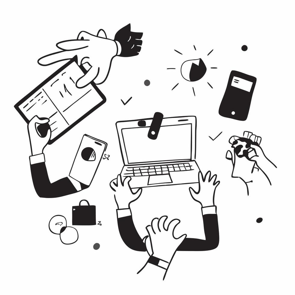 Clean Flat design as Marketing team collaborating on a product launch concept as A illustration of a marketing team collaborating on a product launch using digital tools and chart vector