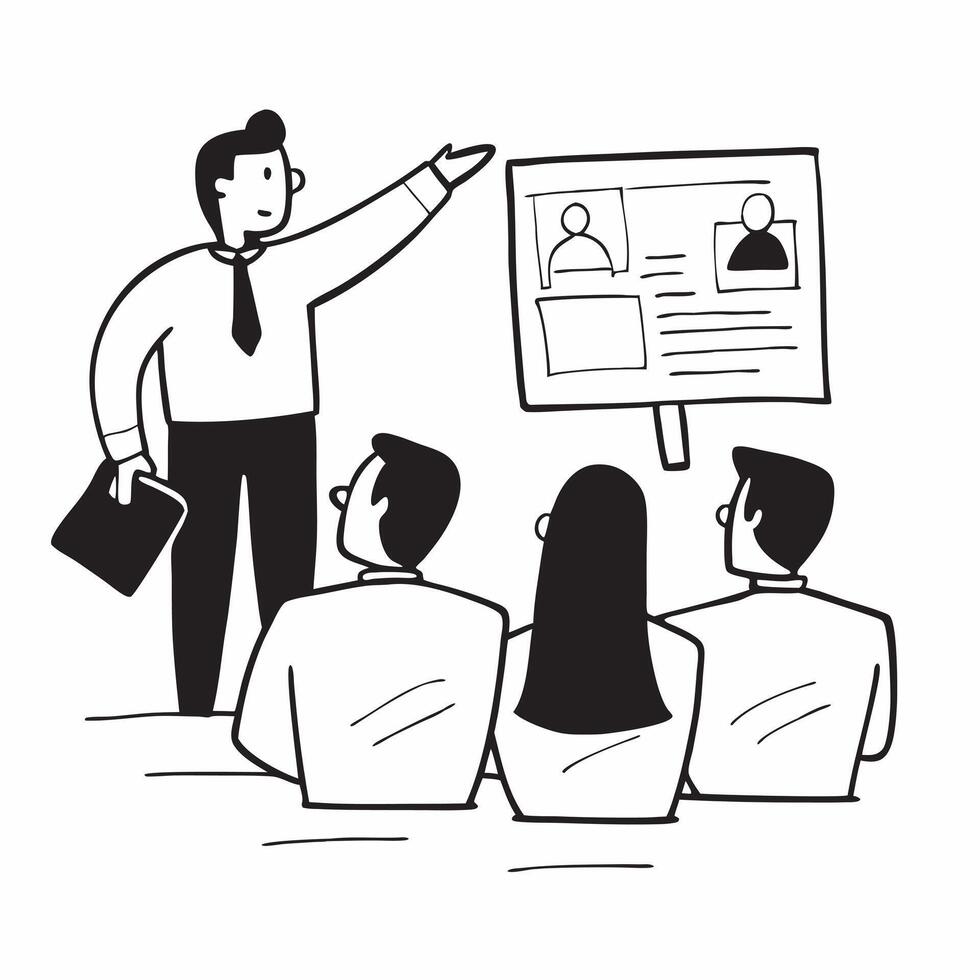 Clean Flat design as Manager conducting a team meeting with visual aids concept as A illustration of a manager conducting a team meeting with visual aids featuring a 3 color schem Set 2 vector