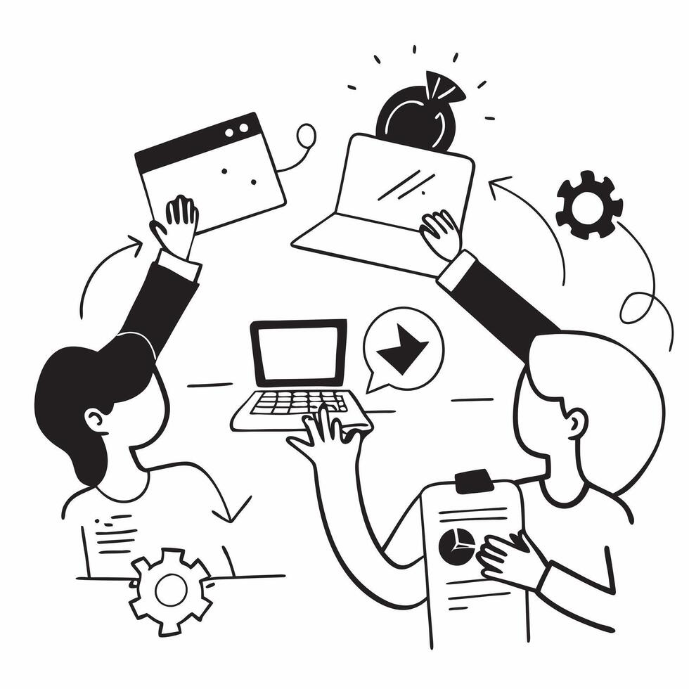 Clean Flat design as Manager leading a team meeting with presentation slides concept as A illustration of a manager leading a team meeting with presentation slides featuring a 3 c Set 2 vector
