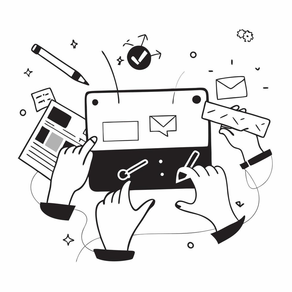 Clean Flat design as IT team collaborating on a cybersecurity project concept as A illustration of an IT team collaborating on a cybersecurity project using laptops and digital to Set 2 vector