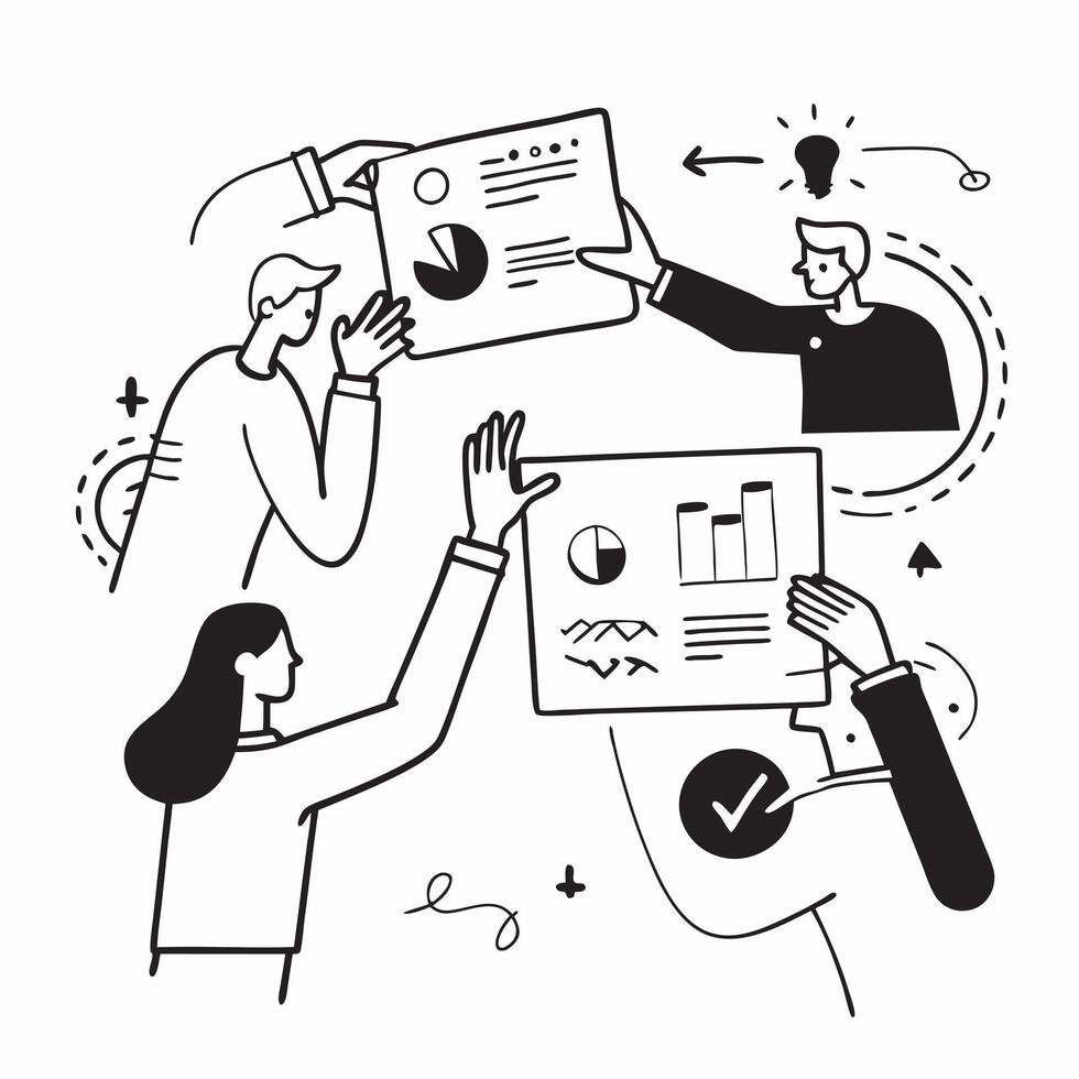 Clean Flat design as HR team collaborating on employee engagement strategies concept as A illustration of an HR team collaborating on employee engagement strategies using charts a vector