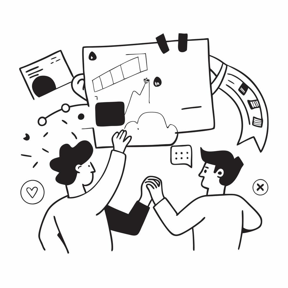 Clean Flat design as HR team collaborating on employee engagement strategies concept as A illustration of an HR team collaborating on employee engagement strategies using charts a Set 4 vector