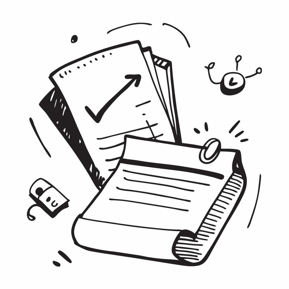 Clean Flat design as Doodle line icon of a notebook concept as A doodle line icon of a notebook symbolizing note taking business planning and organization perfect for productivity and of Set 2 vector