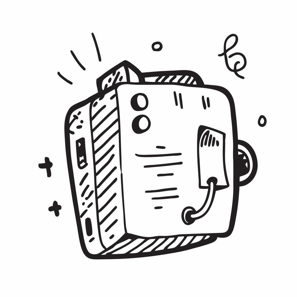 Clean Flat design as Doodle line icon of a phone concept as A doodle line icon of a phone symbolizing communication contact and business connections ideal for customer service and intera vector