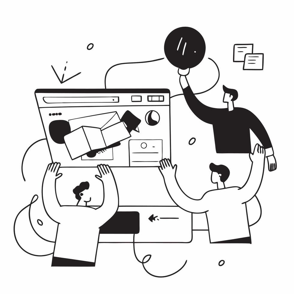 Clean Flat design as Business team collaborating in a modern office using digital tools concept as A icon illustration of a business team in a modern office collaborating using digital Set 8 vector