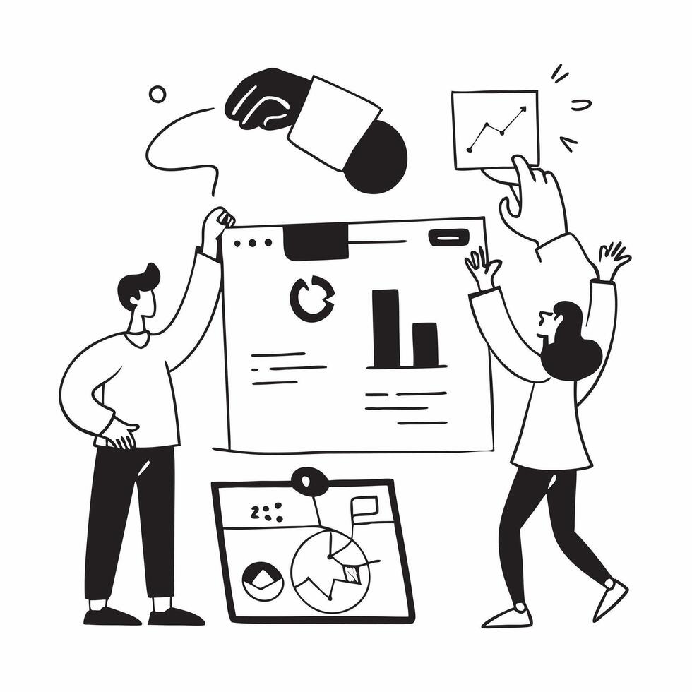Clean Flat design as Business team collaborating in a modern office using digital tools concept as A icon illustration of a business team in a modern office collaborating using digital Set 10 vector