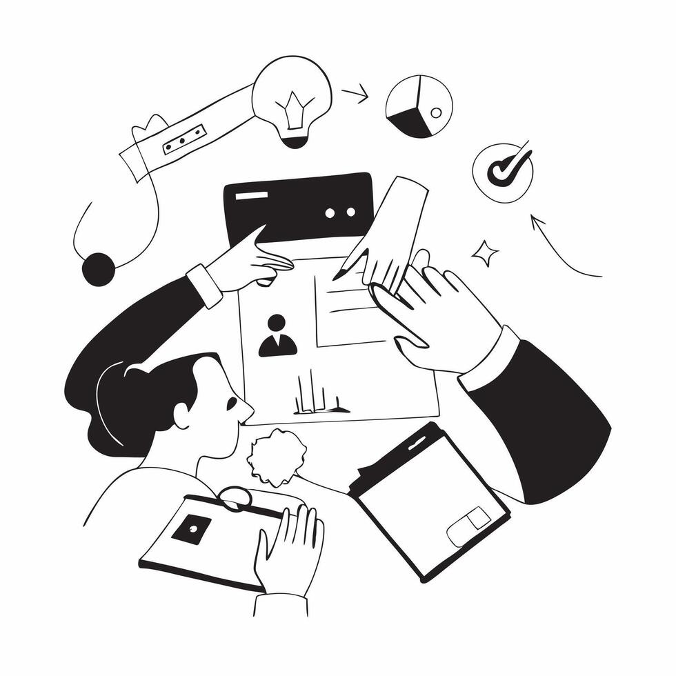 Clean Flat design as Business team collaborating in a modern office using digital tools concept as A icon illustration of a business team in a modern office collaborating using digital vector