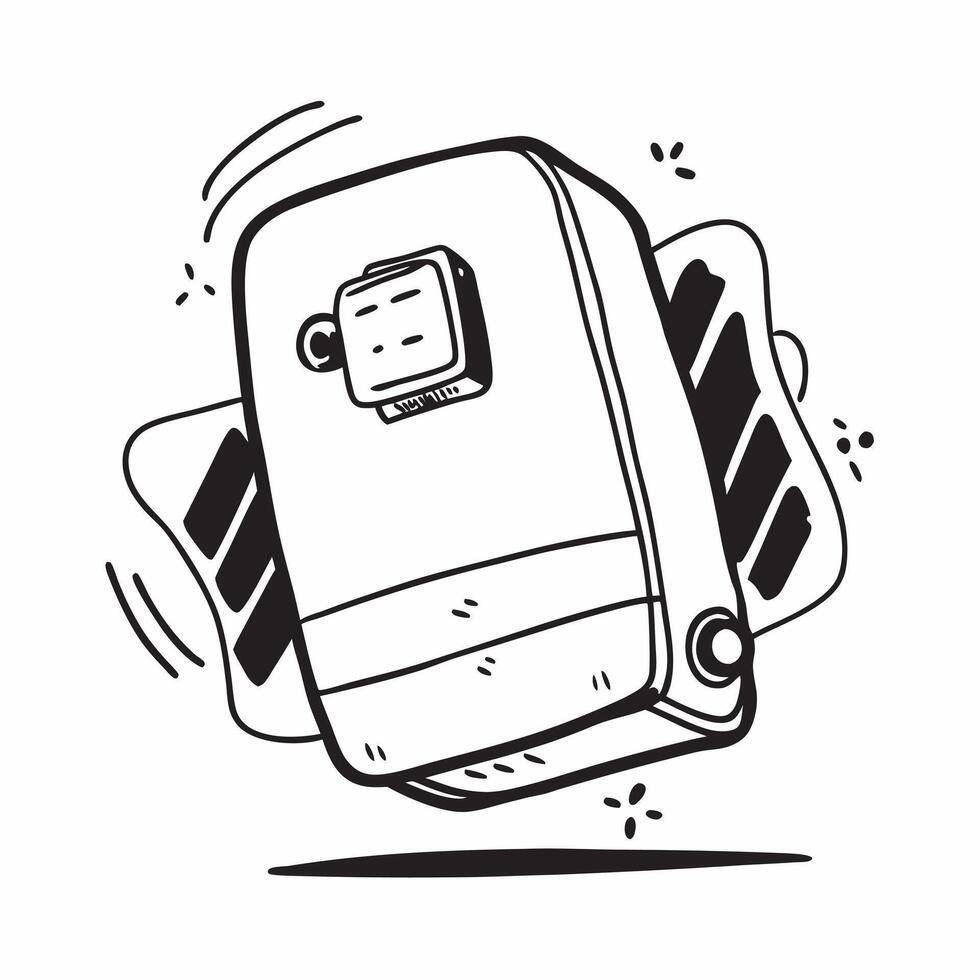 Clean Flat design as Backpack icon with copy space on a white background concept as A icon image of a backpack icon with generous copy space on a white background ideal for travel and vector