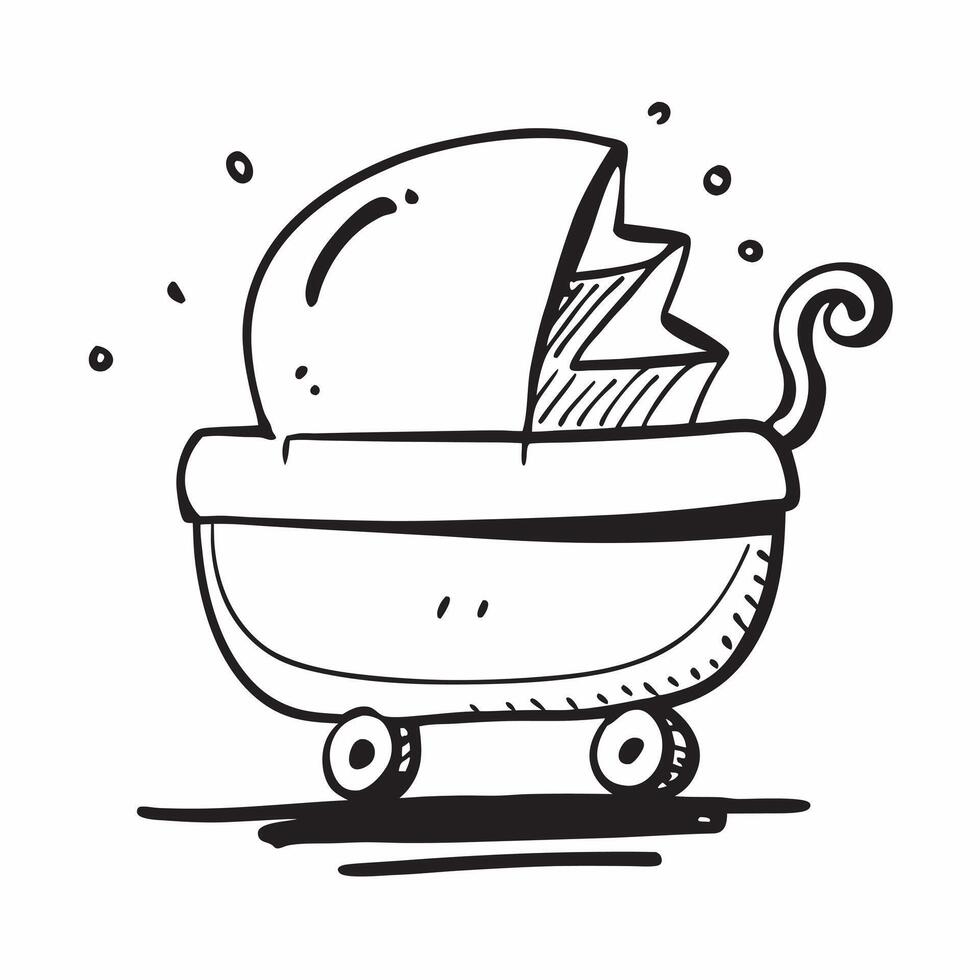 Clean Flat design as Baby carriage icon with copy space on a white background concept as A icon image of a baby carriage icon with generous copy space on a white background ideal for b vector
