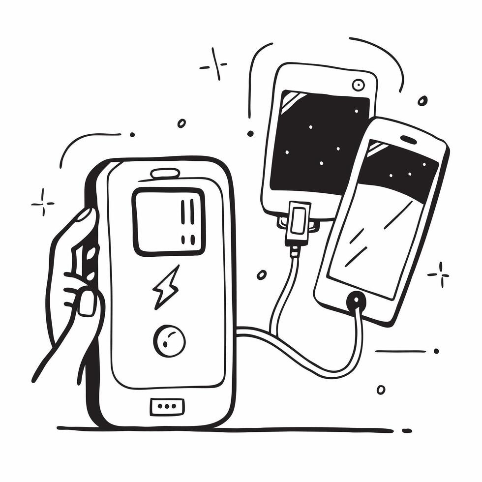 Clean EV charger and a smartphone app symbolizing digital connectivity with ample space for text concept as An EV charger and a smartphone displaying a charging app representing digital vector