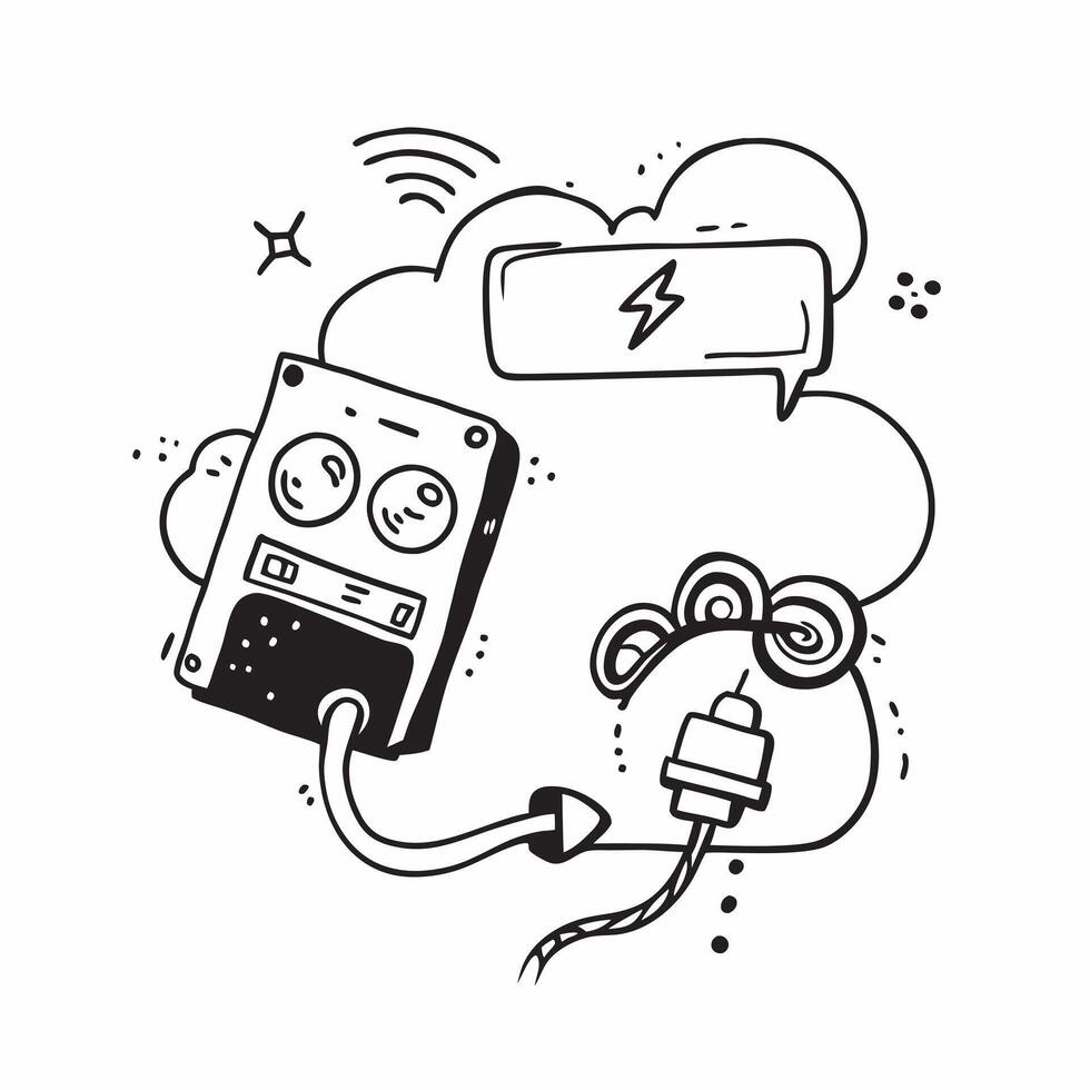 Clean EV charger and a cloud icon symbolizing digital management with ample space for text concept as An EV charger and a cloud icon representing the digital management of electric vehi vector