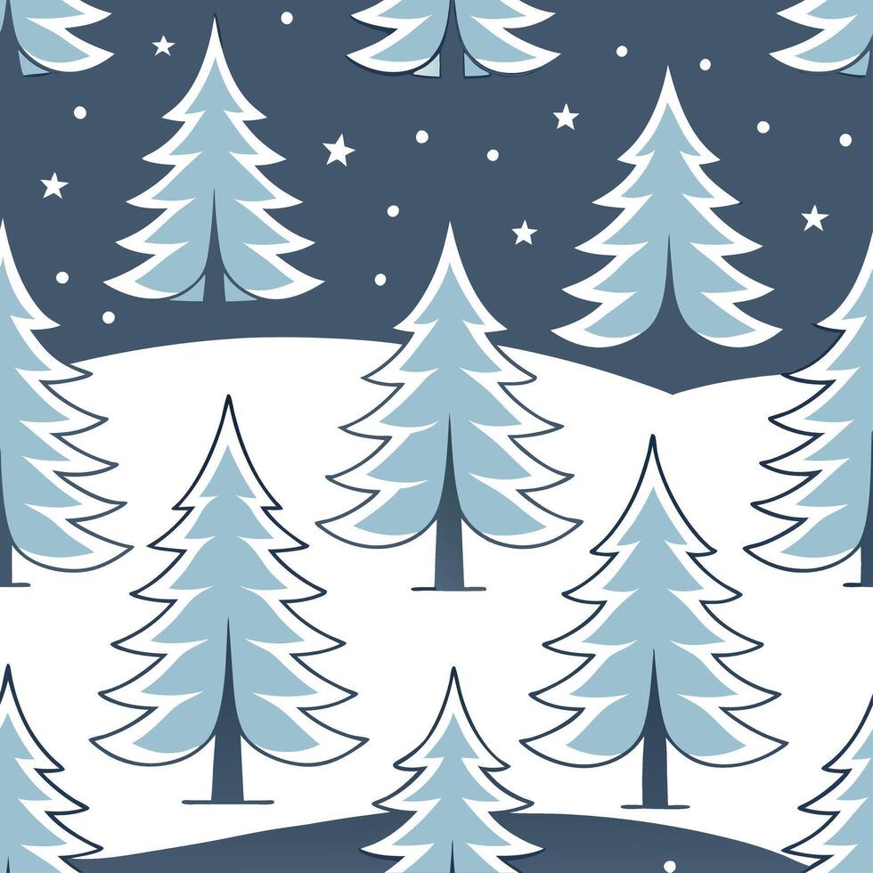 Clean Enchanting winter forest seamless tile pattern with snow covered trees and twinkling lights concept as Snow covered trees and twinkling lights create an enchanting winter forest se vector