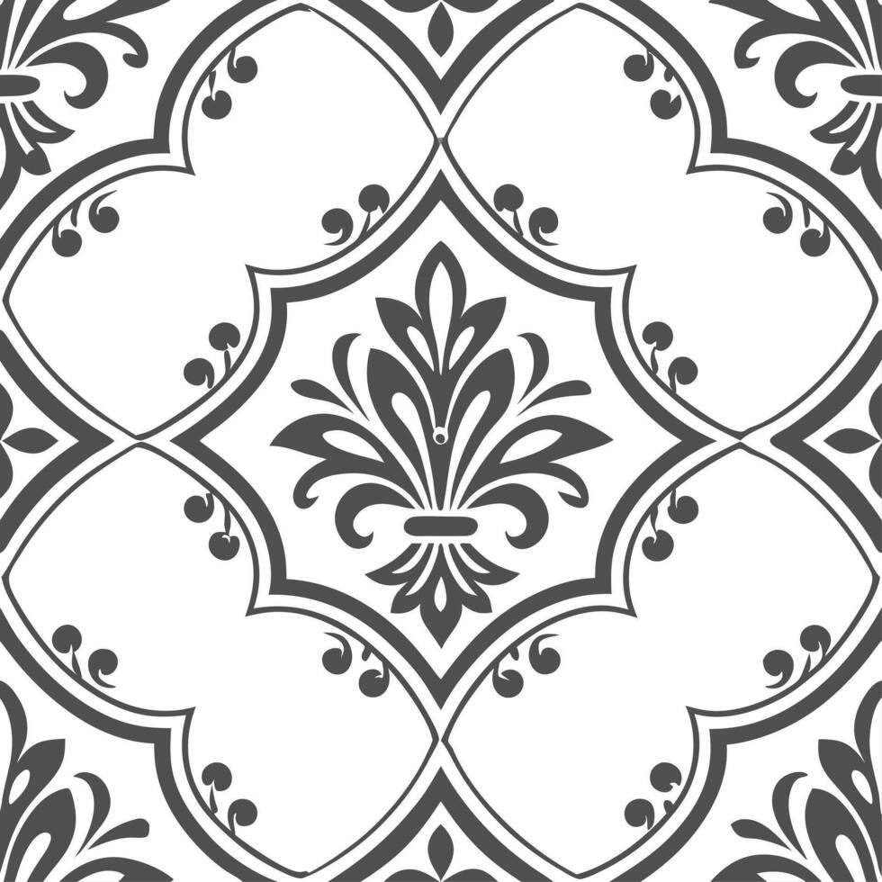 Clean Elegant damask frame seamless tile pattern with intricate patterns and regal aesthetics concept as Intricate damask elegant frames create seamless tile patterns with regal aestheti vector
