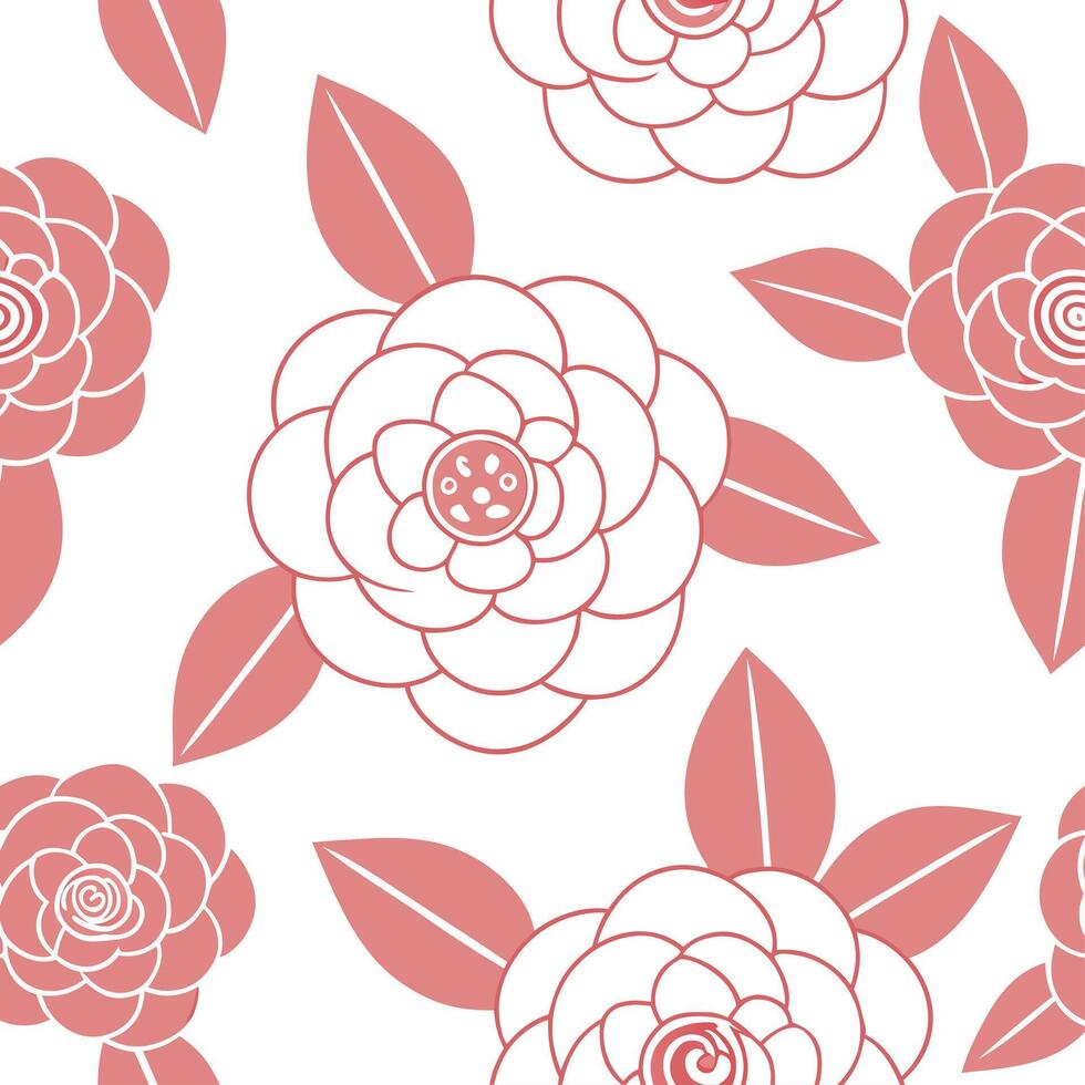 Clean Elegant camellia seamless tile pattern with soft pink and white blooms exuding refined elegance concept as Soft pink and white camellias form a refined seamless tile pattern perfec vector