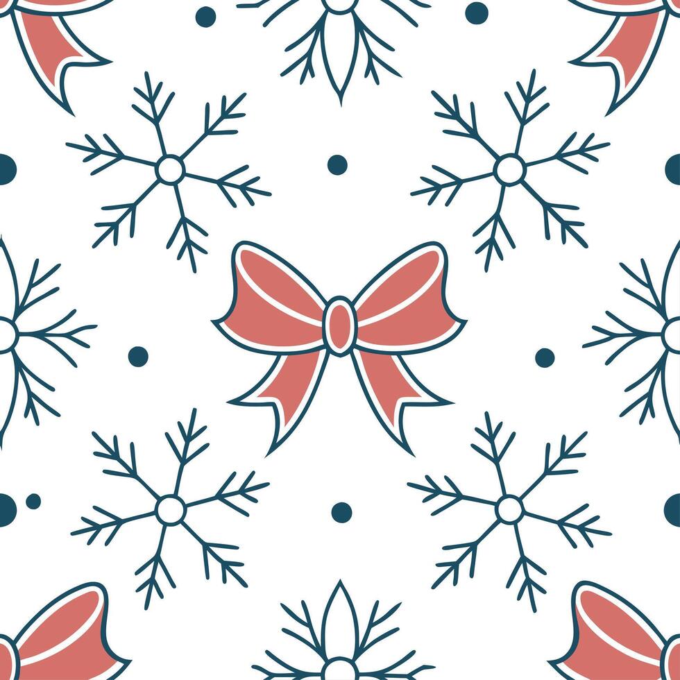 Clean Elegant Christmas ribbons and snowflakes seamless tile pattern with festive accents concept as Festive accents with elegant Christmas ribbons and snowflakes create seamless tile pa vector