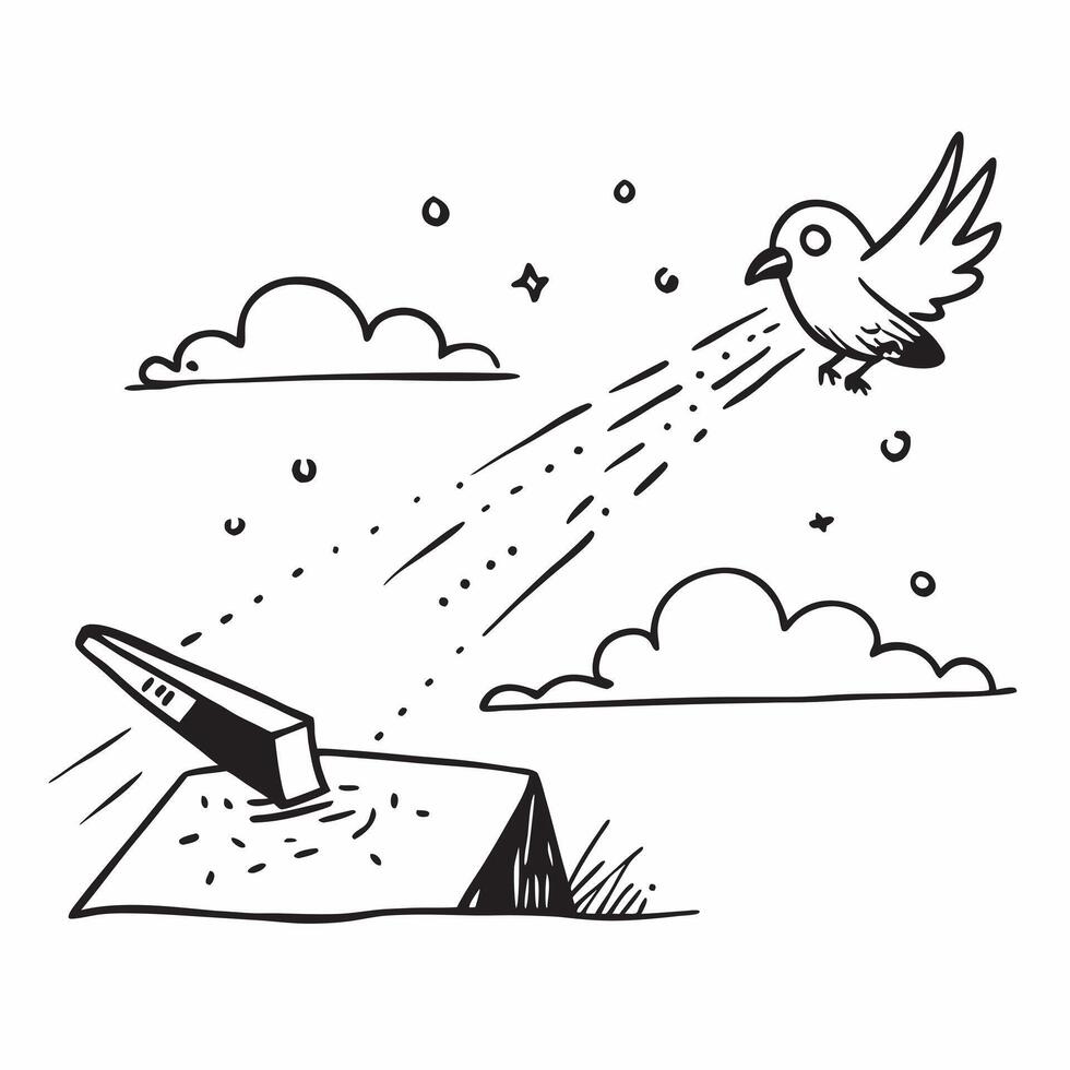 Clean Eagle in the sky and a mouse on the ground symbolizing high and low perspectives with ample space for text concept as An eagle soaring in the sky and a mouse on the ground represe vector