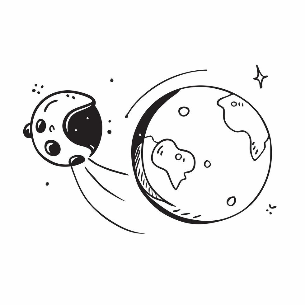 Clean Earth and Moon concept as Earth and Moon with ample copy space representing the close relationship between our planet and its natural satellite in Photo Stock Concept vector