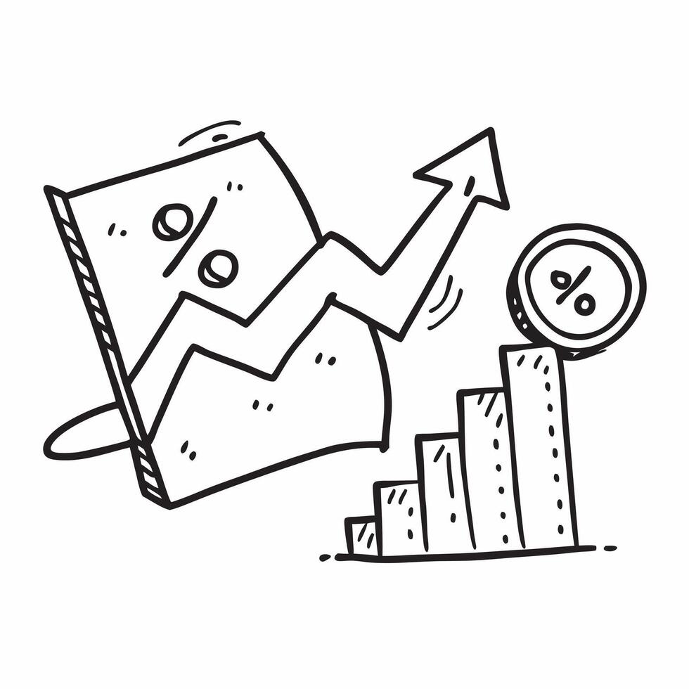Clean Doodle line icon of a graph concept as A doodle line icon of a graph representing growth progress and business performance ideal for business growth and success themed visuals in vector