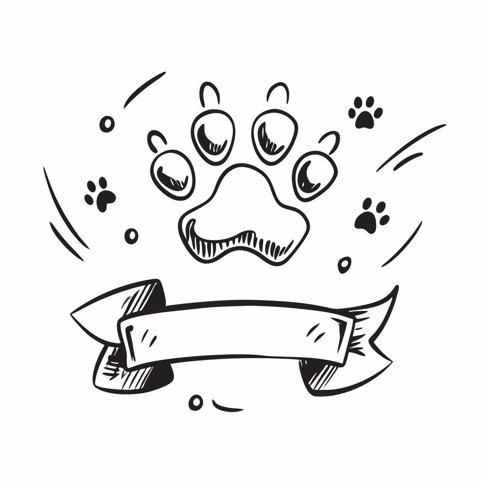 Clean Dog Paw Prints and Bone concept as Dog paw prints with a bone and ample copy space symbolizing playful pets and their love for treats in Photo Stock Concept vector
