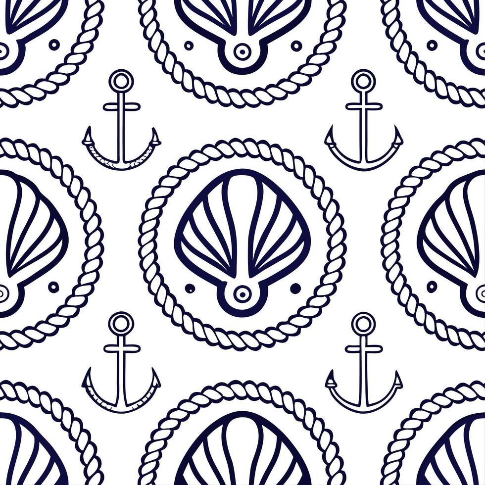 Clean Design a seamless pattern featuring paisley motifs with nautical elements in navy and white concept as Create a repeating design that blends traditional paisley shapes with nautica vector