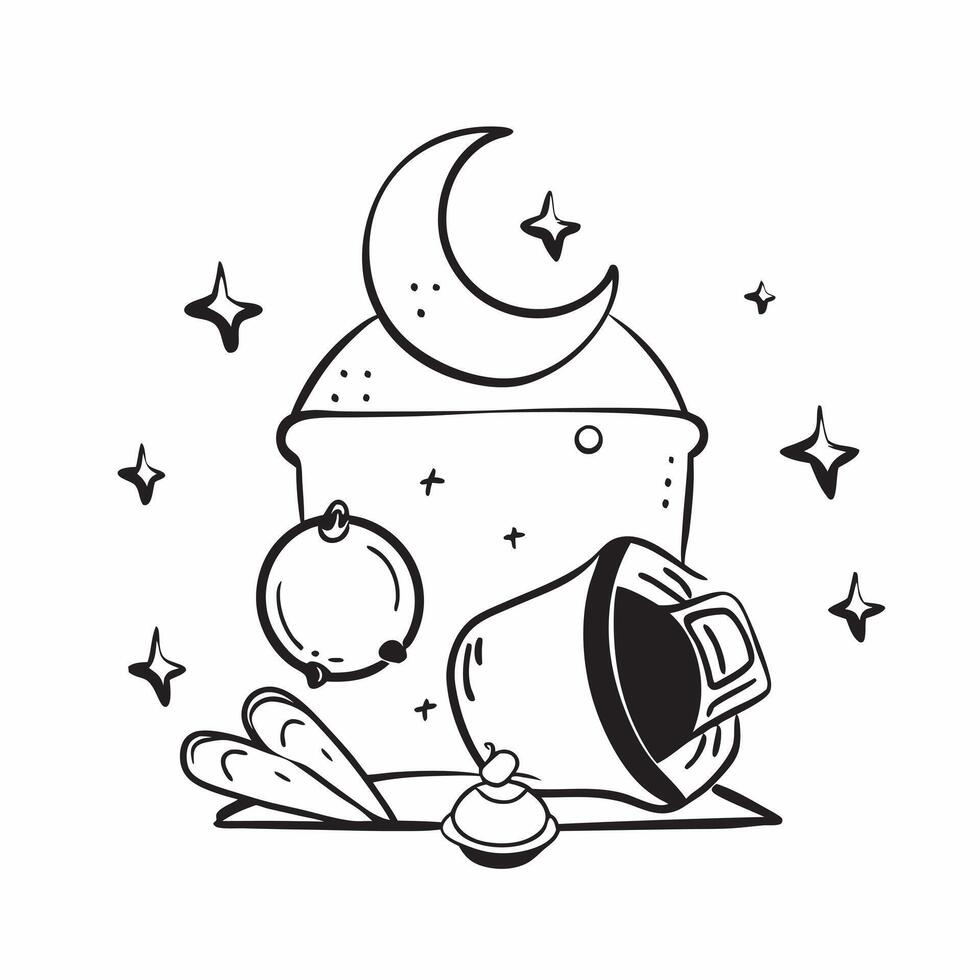 Clean Dates and Crescent Moon concept as Dates with a crescent moon and ample copy space symbolizing the festive foods and celestial aspects of Eid Al Adha in Photo Stock Concept vector