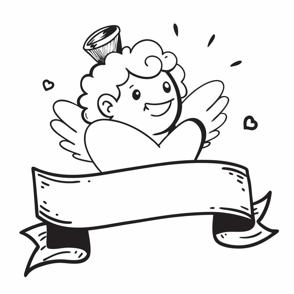 Clean Cupid and heart icon with blank area for customizable text concept as A creative depiction of a cupid and heart icon featuring a blank area for customizable text ideal for represen Set 2 vector