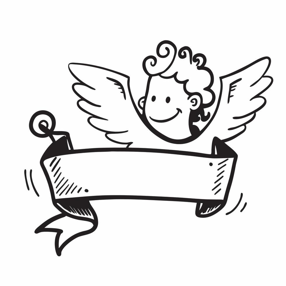 Clean Cupid and love letter icon with blank area for personalized messages concept as A customizable cupid and love letter icon featuring a blank area for adding personalized messages su vector