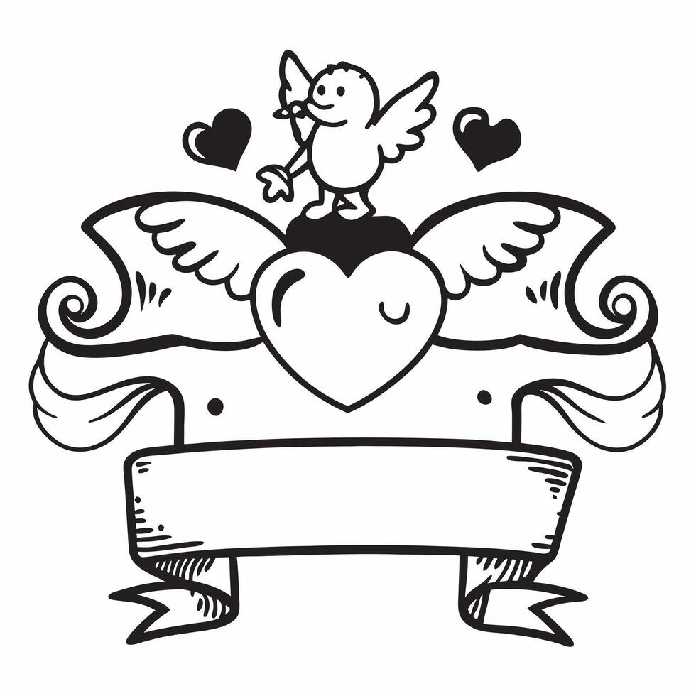 Clean Cupid and heart icon with blank area for customizable text concept as A creative depiction of a cupid and heart icon featuring a blank area for customizable text ideal for represen vector
